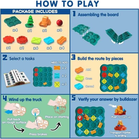 Kids Toys STEM Board Games Logic Road Builder Brain Teasers Puzzles Boys‎ Girls - Picture 2 of 6